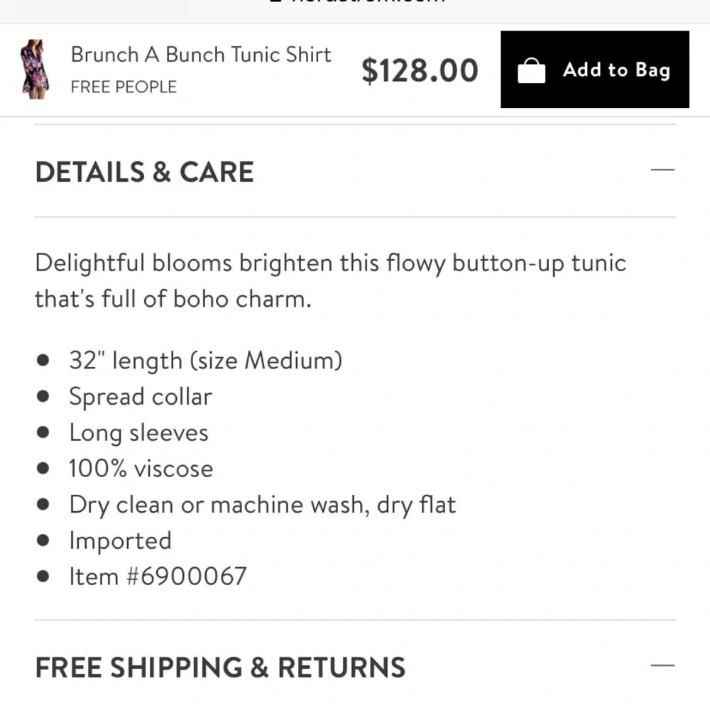 Free people‎ brunch a bunch tunic. NWT. 128 retail in stores now